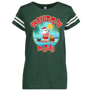 Christmas In July Surfer Santa Claus  Enza Ladies Jersey Football T-Shirt