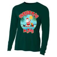 Christmas In July Surfer Santa Claus  Cooling Performance Long Sleeve Crew