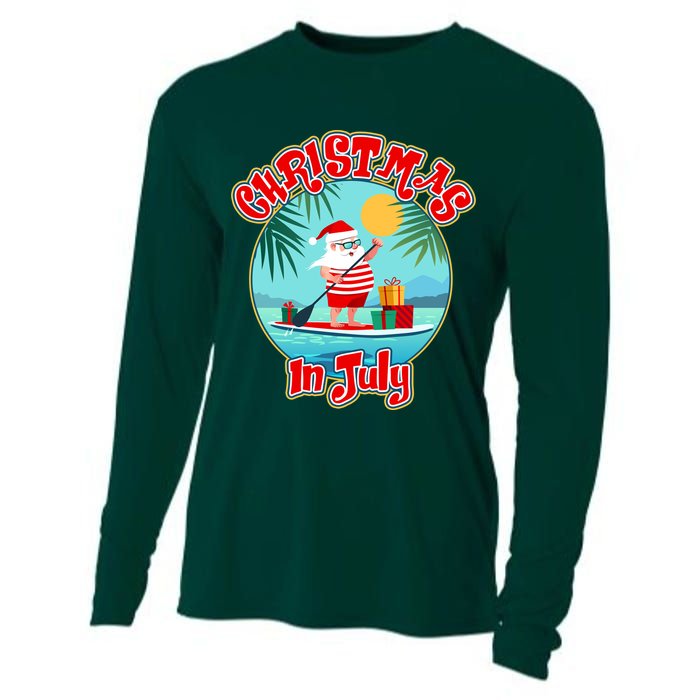 Christmas In July Surfer Santa Claus  Cooling Performance Long Sleeve Crew