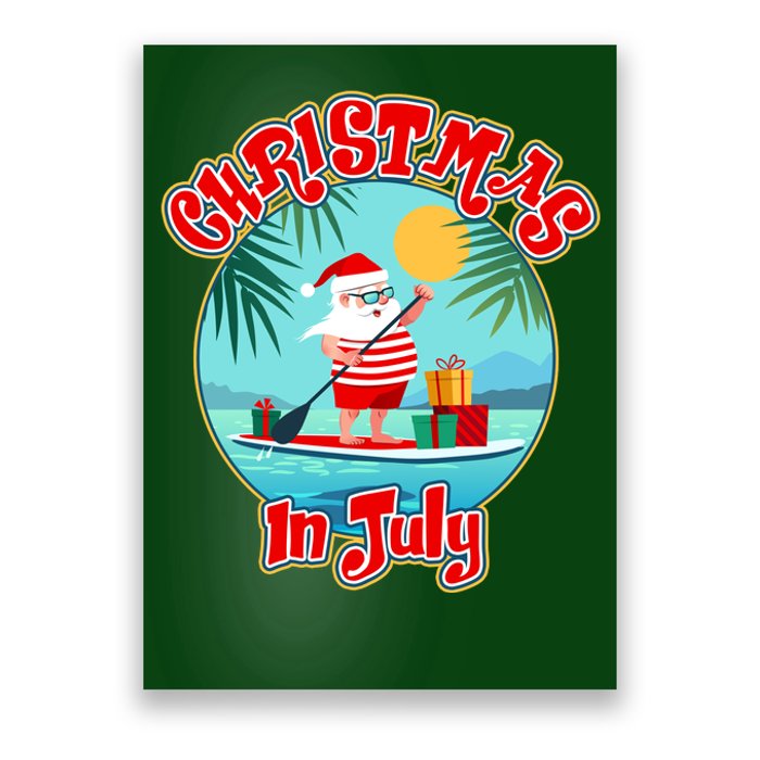 Christmas In July Surfer Santa Claus  Poster