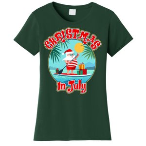 Christmas In July Surfer Santa Claus  Women's T-Shirt