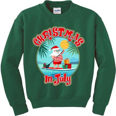 Christmas In July Surfer Santa Claus  Kids Sweatshirt