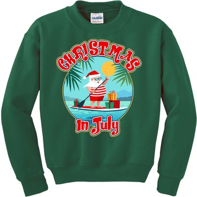 Christmas In July Surfer Santa Claus  Kids Sweatshirt