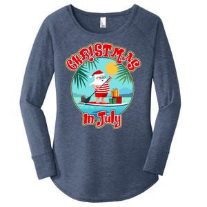 Christmas In July Surfer Santa Claus  Women's Perfect Tri Tunic Long Sleeve Shirt