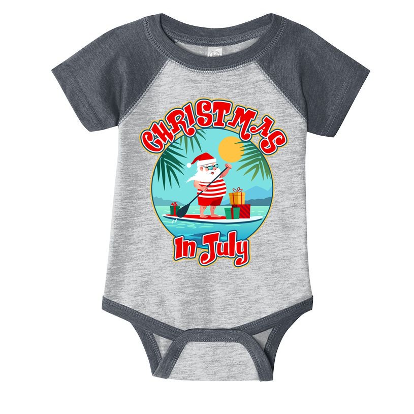 Christmas In July Surfer Santa Claus  Infant Baby Jersey Bodysuit
