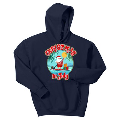 Christmas In July Surfer Santa Claus  Kids Hoodie