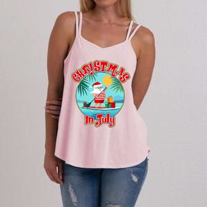 Christmas In July Surfer Santa Claus  Women's Strappy Tank