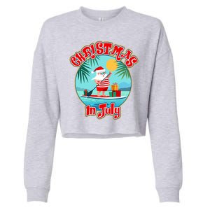 Christmas In July Surfer Santa Claus  Cropped Pullover Crew