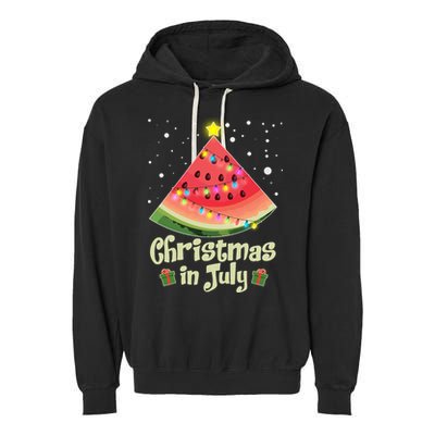 Christmas In July Watermellon Tree Garment-Dyed Fleece Hoodie