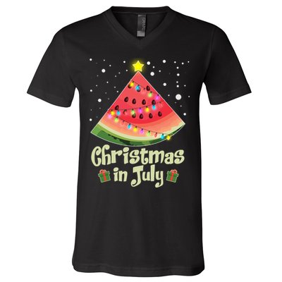 Christmas In July Watermellon Tree V-Neck T-Shirt