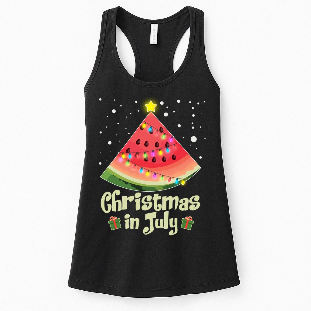 Christmas In July Watermellon Tree Womens Tank Top