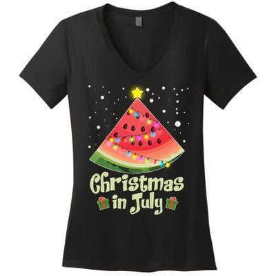 Christmas In July Watermellon Tree Women's V-Neck T-Shirt