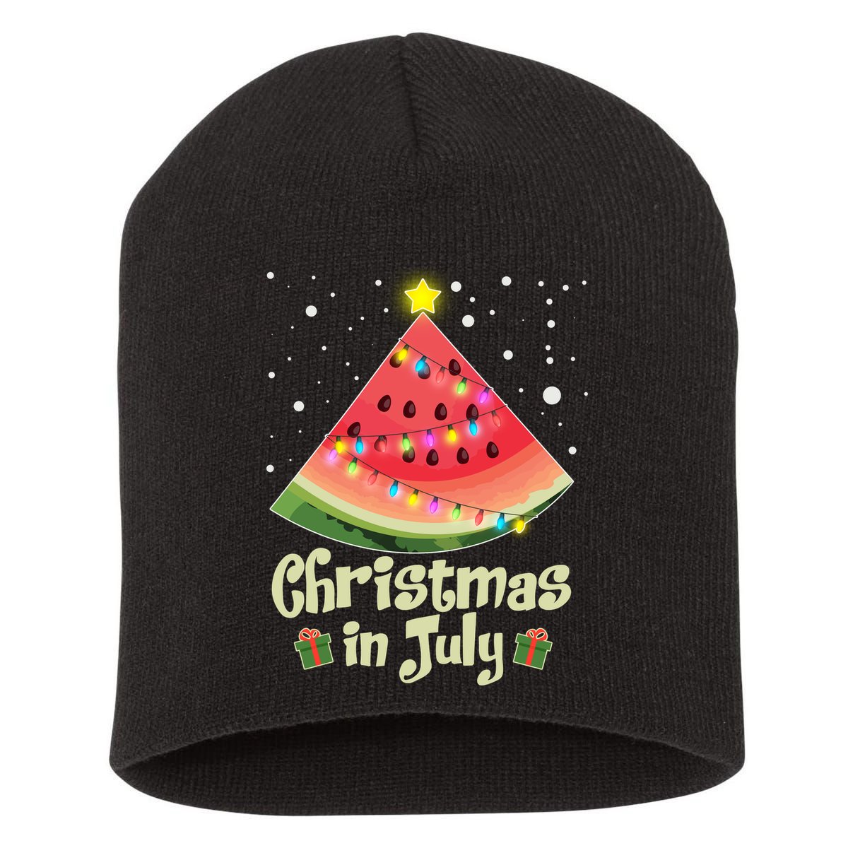 Christmas In July Watermellon Tree Short Acrylic Beanie