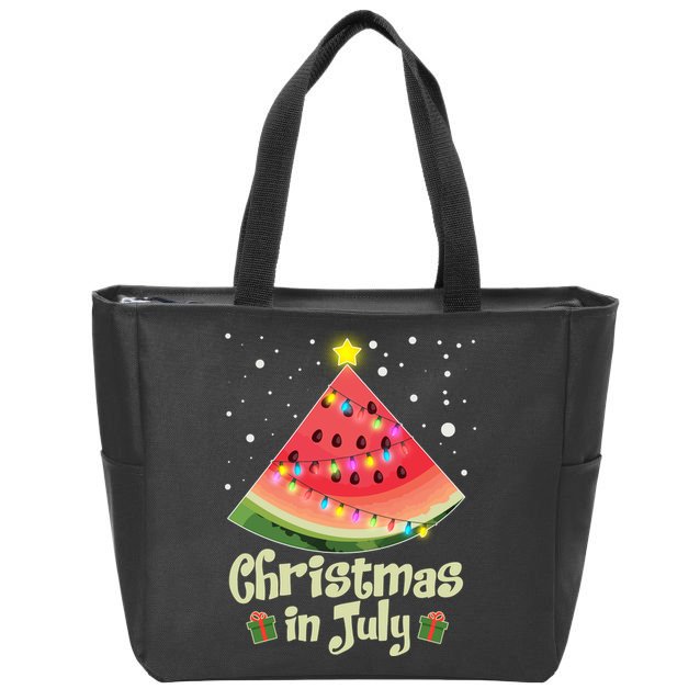 Christmas In July Watermellon Tree Zip Tote Bag