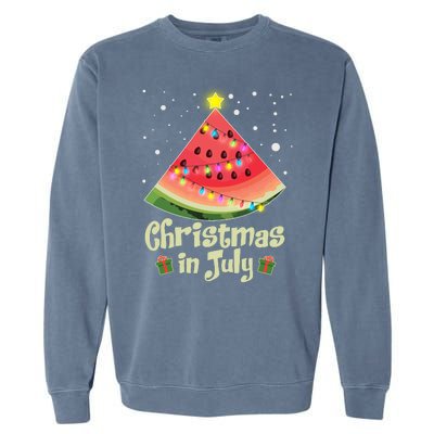 Christmas In July Watermellon Tree Garment-Dyed Sweatshirt