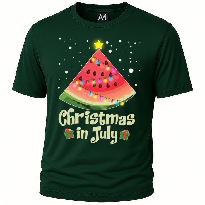 Christmas In July Watermellon Tree Cooling Performance Crew T-Shirt