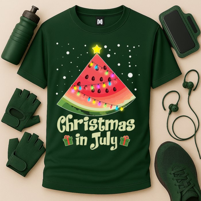 Christmas In July Watermellon Tree Cooling Performance Crew T-Shirt