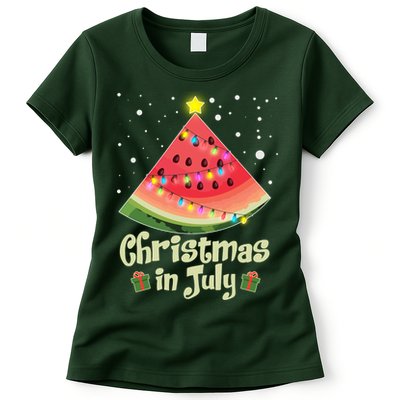 Christmas In July Watermellon Tree Womens T-Shirt