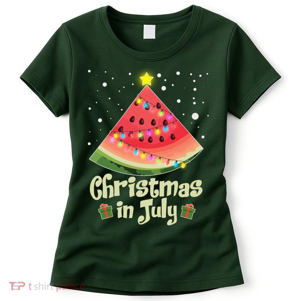 Christmas In July Watermellon Tree Womens T-Shirt