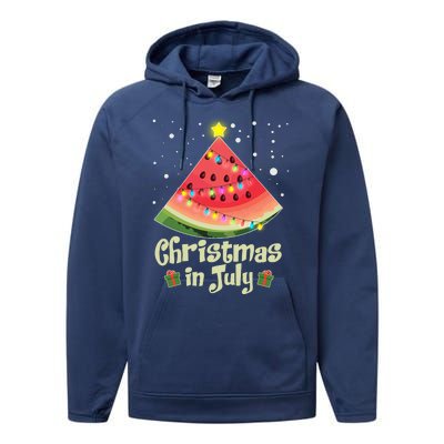 Christmas In July Watermellon Tree Performance Fleece Hoodie