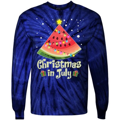 Christmas In July Watermellon Tree Tie-Dye Long Sleeve Shirt