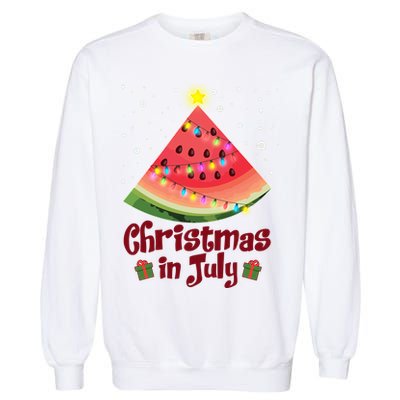 Christmas In July Watermellon Tree Garment-Dyed Sweatshirt