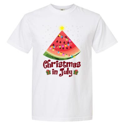 Christmas In July Watermellon Tree Garment-Dyed Heavyweight T-Shirt