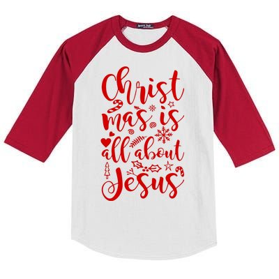 Christmas Is All About Jesus Kids Colorblock Raglan Jersey