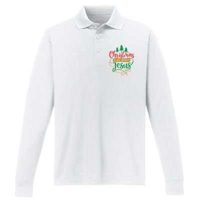 Christmas Is All About Jesus Birthday Christian Performance Long Sleeve Polo