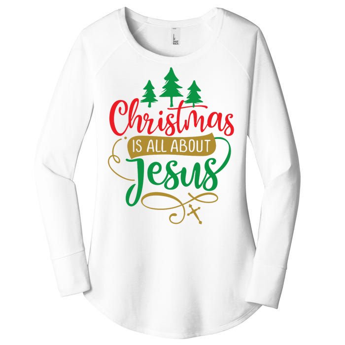 Christmas Is All About Jesus Birthday Christian Women's Perfect Tri Tunic Long Sleeve Shirt