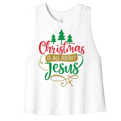 Christmas Is All About Jesus Birthday Christian Women's Racerback Cropped Tank