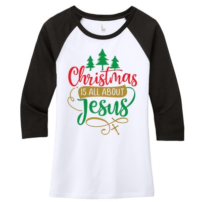 Christmas Is All About Jesus Birthday Christian Women's Tri-Blend 3/4-Sleeve Raglan Shirt