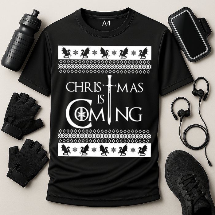 Christmas Is Coming Ugly Cooling Performance Crew T-Shirt