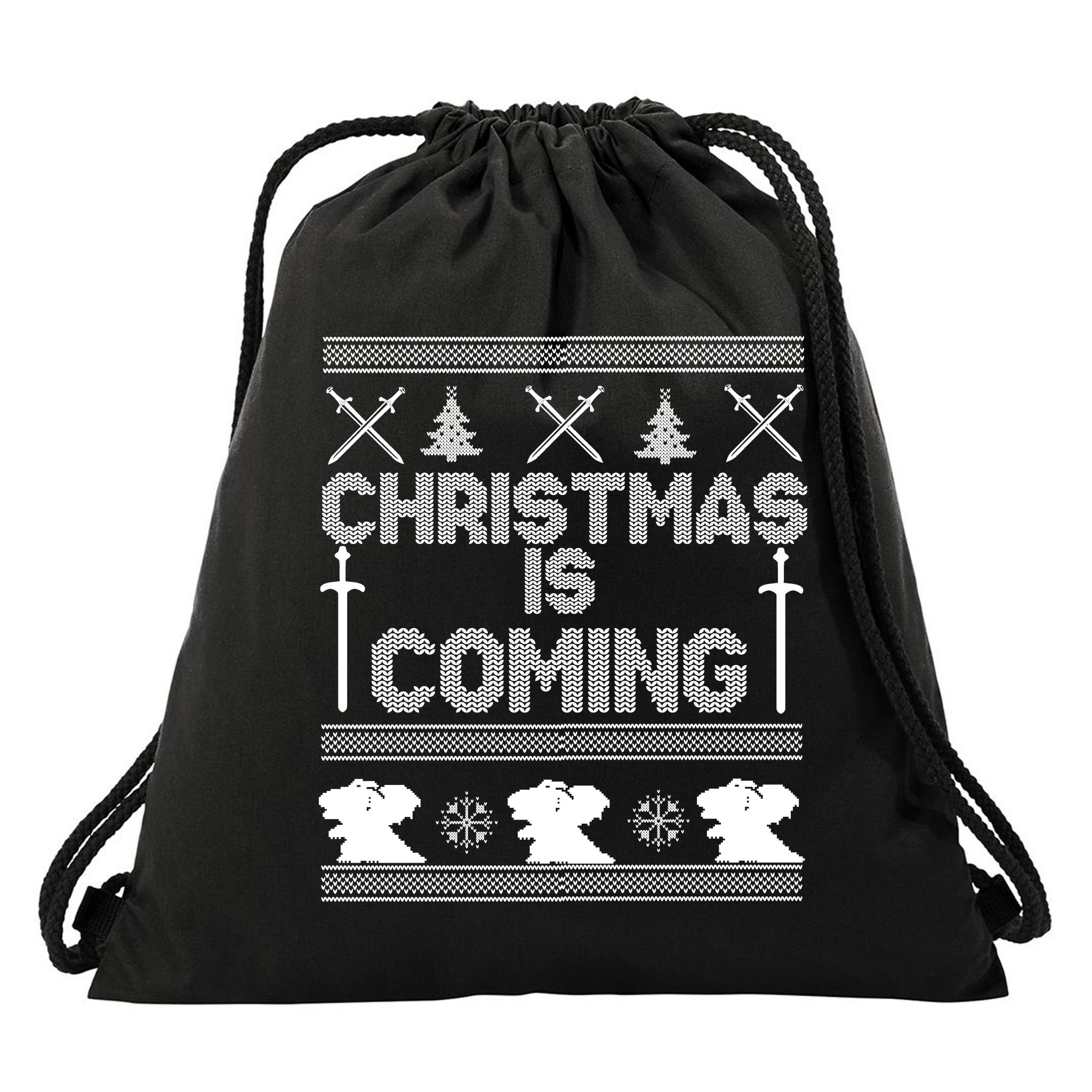 Christmas Is Coming Ugly Sweater Drawstring Bag