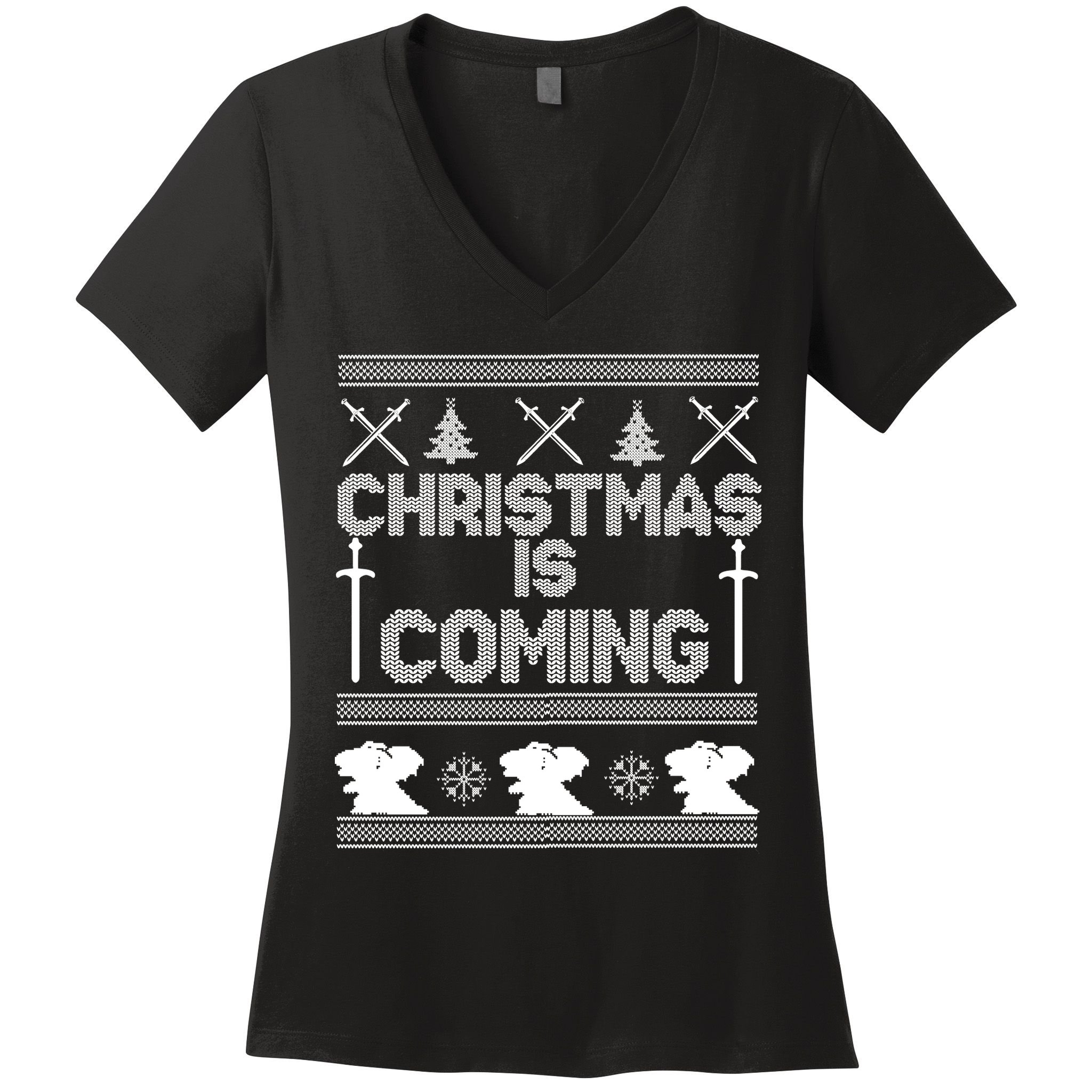 Christmas Is Coming Ugly Sweater Women's V-Neck T-Shirt