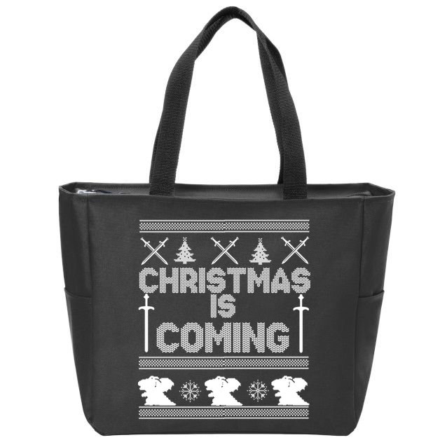 Christmas Is Coming Ugly Sweater Zip Tote Bag