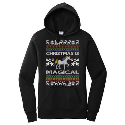 Christmas is Magical Unicorn Ugly Women's Pullover Hoodie
