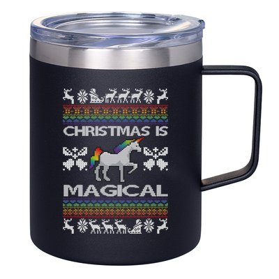 Christmas is Magical Unicorn Ugly 12oz Stainless Steel Coffee Mug