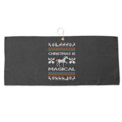 Christmas is Magical Unicorn Ugly Large Microfiber Waffle Golf Towel