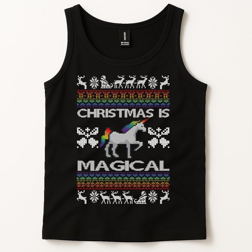 Christmas is Magical Unicorn Ugly Tank Top
