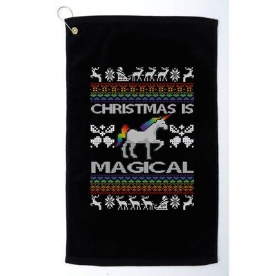 Christmas is Magical Unicorn Ugly Platinum Collection Golf Towel