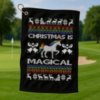 Christmas is Magical Unicorn Ugly Golf Towel