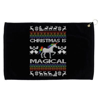 Christmas is Magical Unicorn Ugly Grommeted Golf Towel