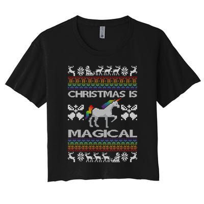 Christmas is Magical Unicorn Ugly Crop Top