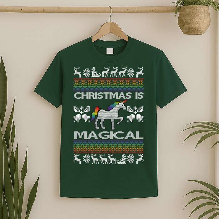 Christmas is Magical Unicorn Ugly T-Shirt
