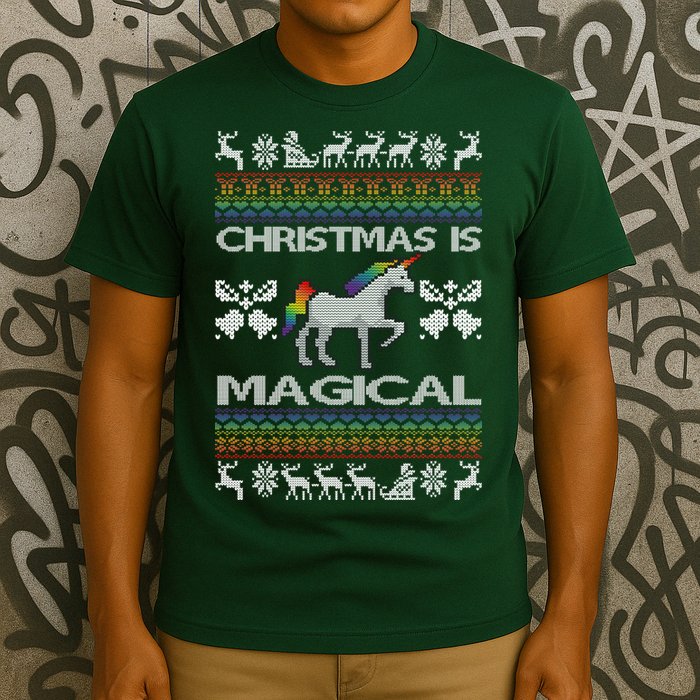 Christmas is Magical Unicorn Ugly T-Shirt