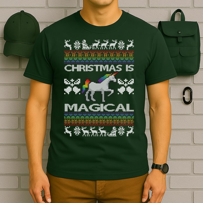 Christmas is Magical Unicorn Ugly T-Shirt