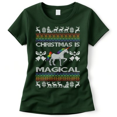 Christmas is Magical Unicorn Ugly Womens T-Shirt