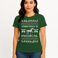 Christmas is Magical Unicorn Ugly Womens T-Shirt