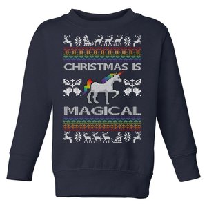 Christmas is Magical Unicorn Ugly Toddler Sweatshirt